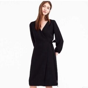 J. Crew Black Long Sleeve Wrap Dress